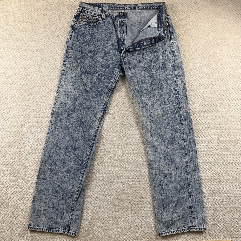 VTG Levis 501 Jeans Men's 38x34 Acid Stone Wash Button Fly 80's USA Rare Grunge